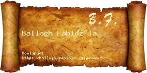 Ballogh Fabióla névjegykártya